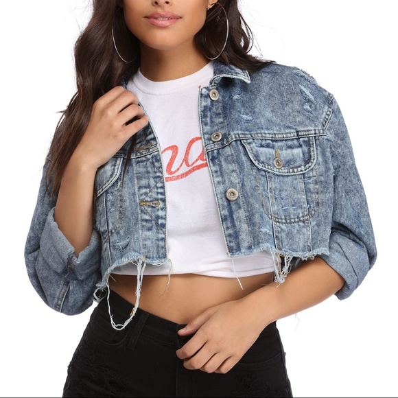 Windsor Jackets & Blazers - NWT WINDSOR Distressed Acid Cropped Jacket